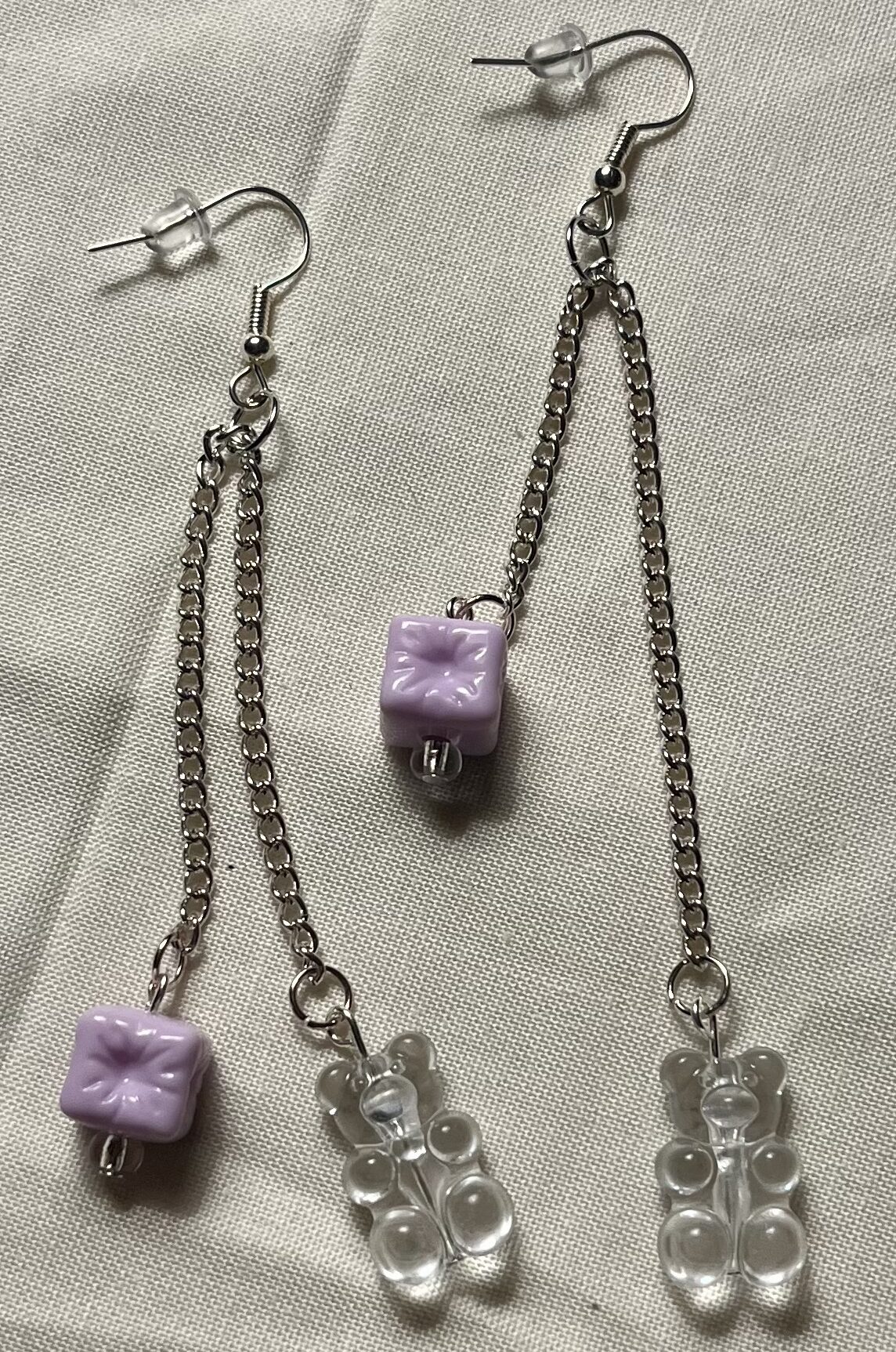 ClearBearPurpleSquareFidgetHook_Earrings
