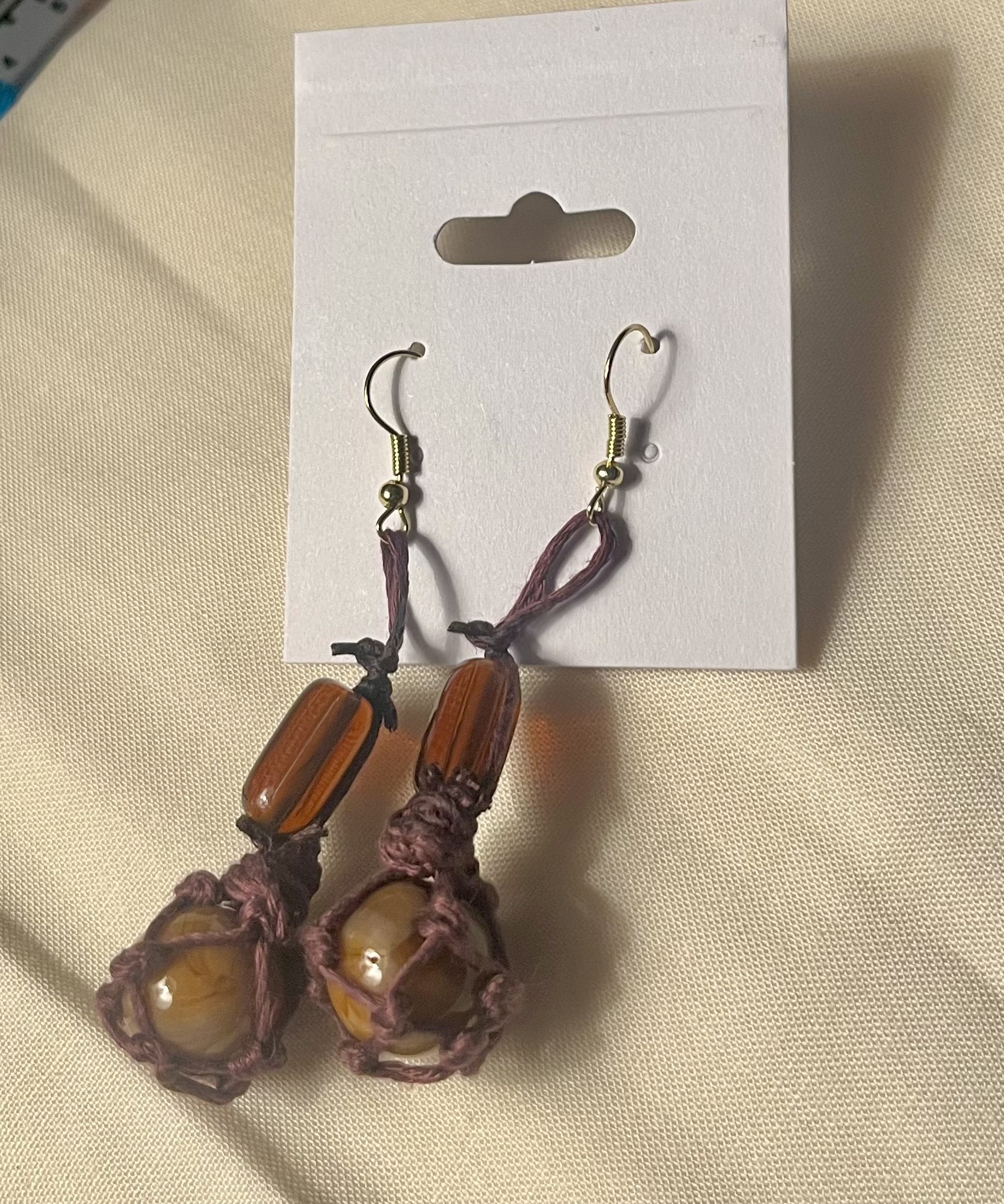 KnotNetBrownMarbleHook_Earrings
